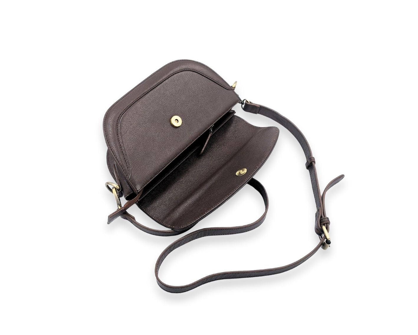 Luna Curve Crossbody – Dual Strap Leather Sling Bag for Women - Chocolate Brown