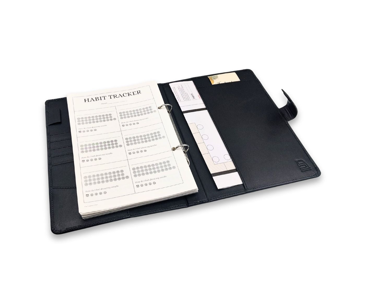 Luxury Full Grain Leather A5 Planner Binder - Black