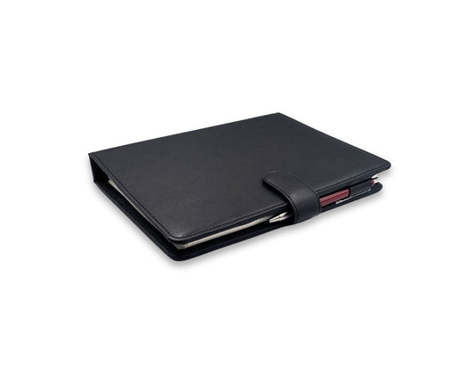 Luxury Full Grain Leather A5 Planner Binder - Black