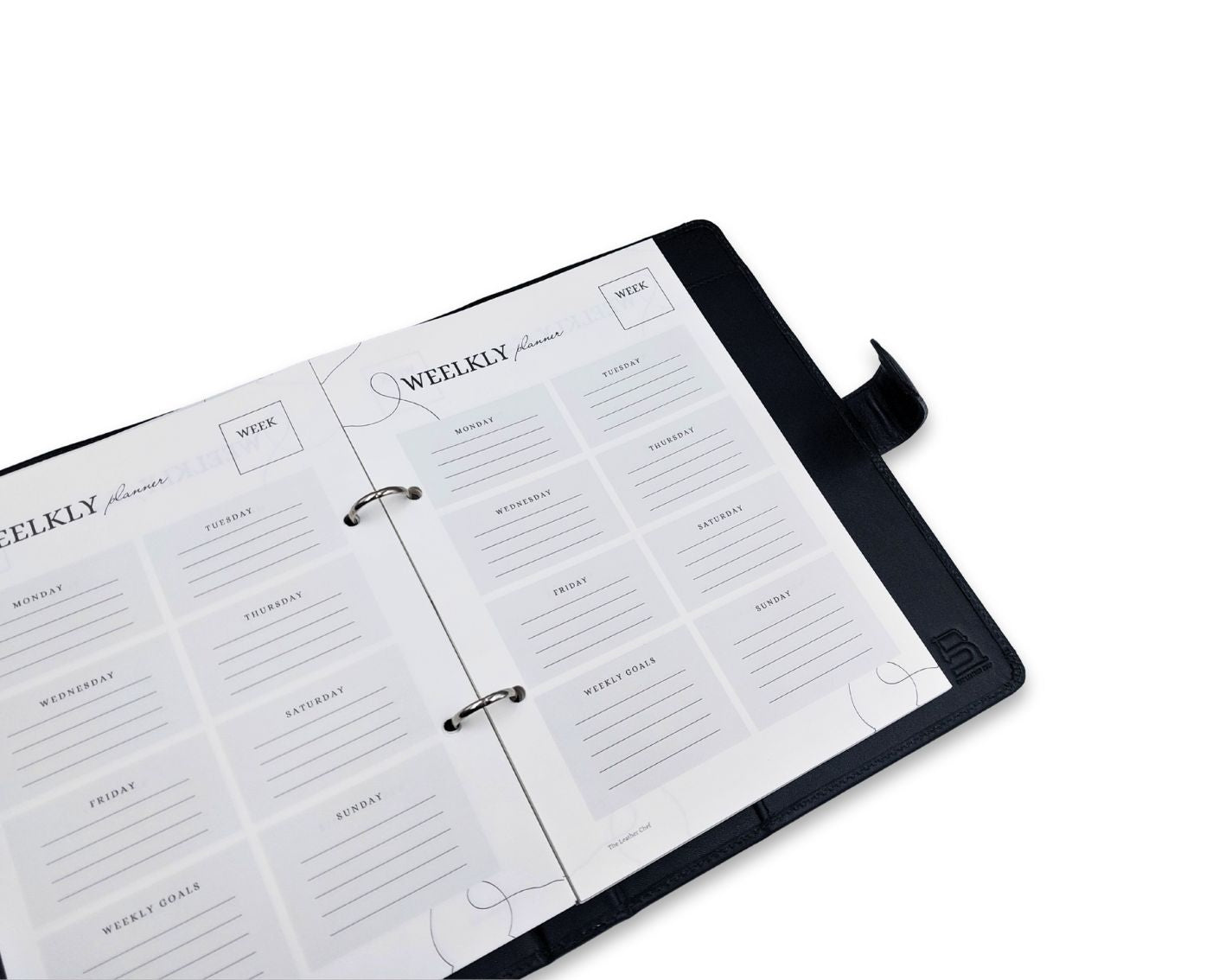 Luxury Full Grain Leather A5 Planner Binder - Black