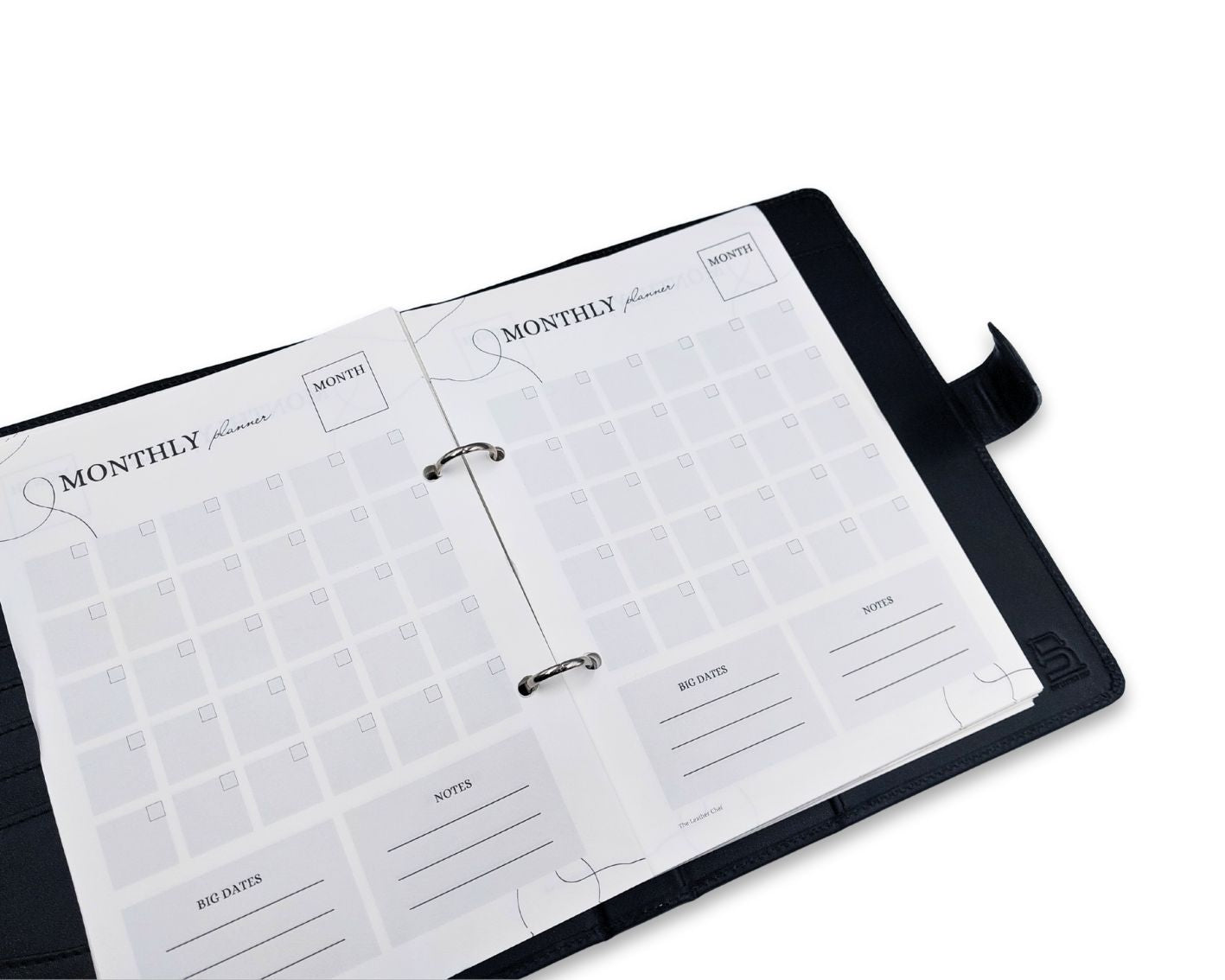 Luxury Full Grain Leather A5 Planner Binder - Black