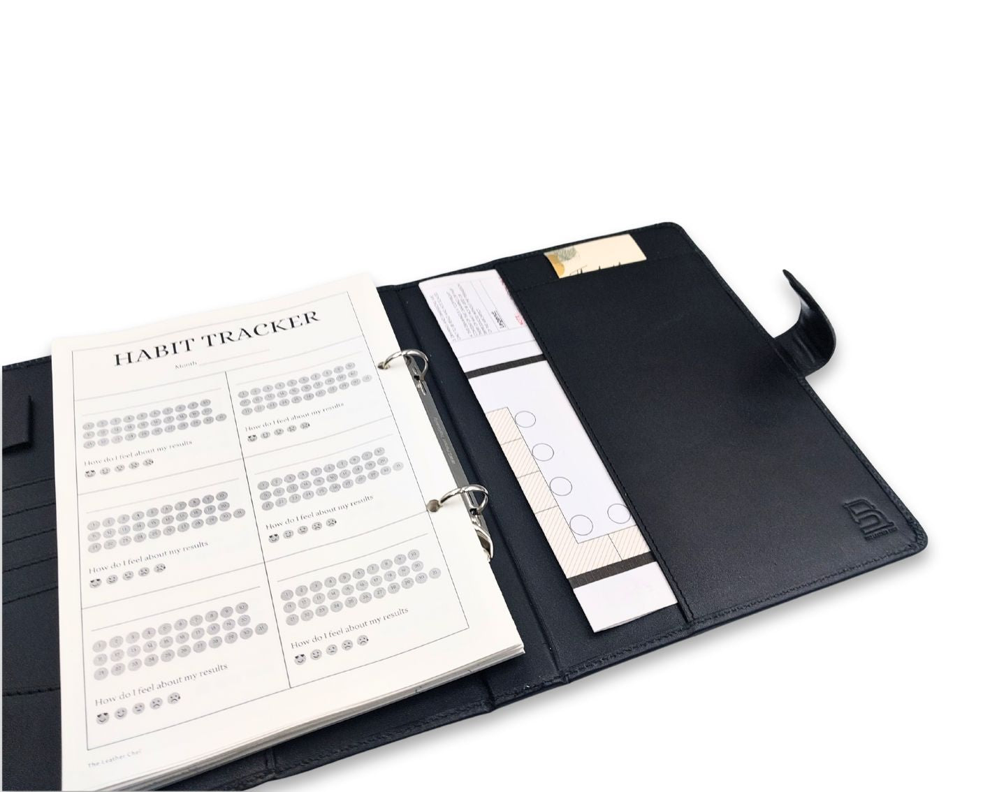 Luxury Full Grain Leather A5 Planner Binder - Black
