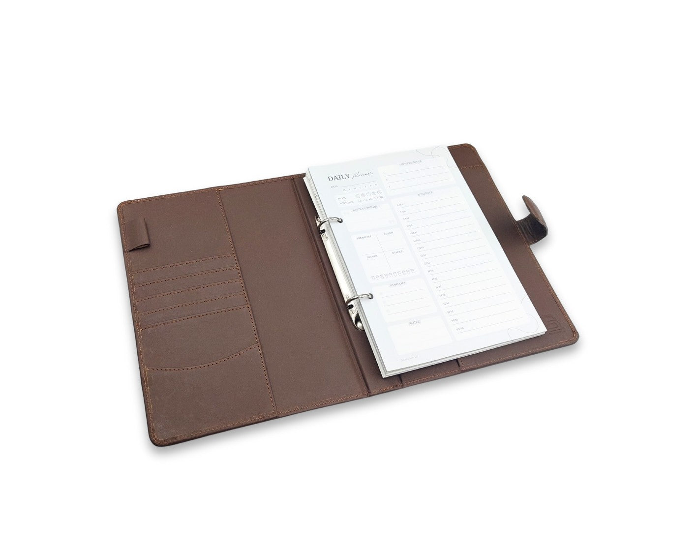 Luxury Full Grain Leather A5 Planner Binder - Brown