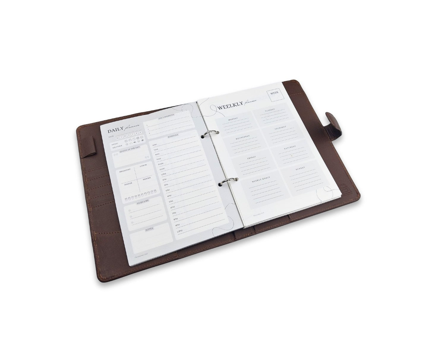 Luxury Full Grain Leather A5 Planner Binder - Brown
