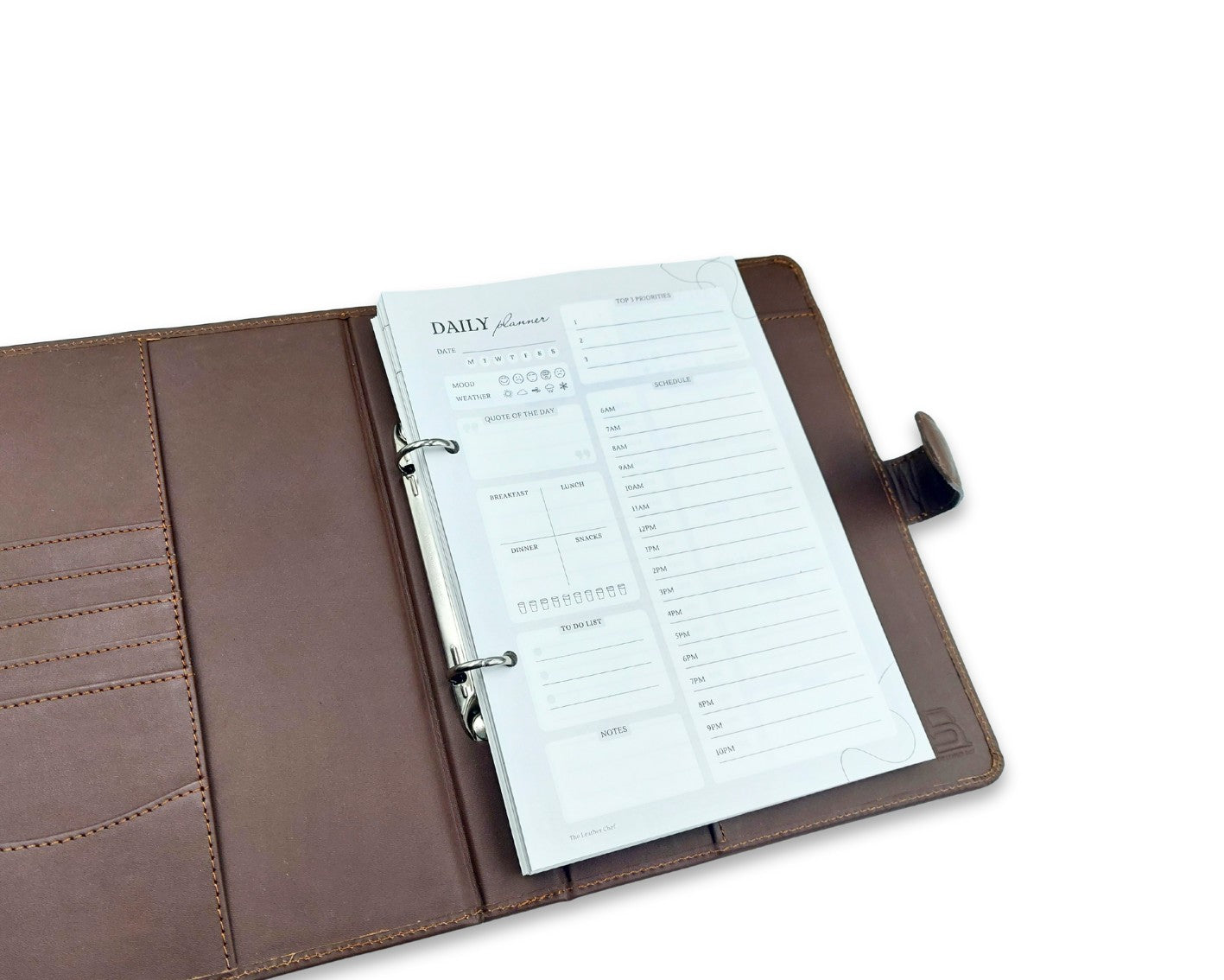 Luxury Full Grain Leather A5 Planner Binder - Brown