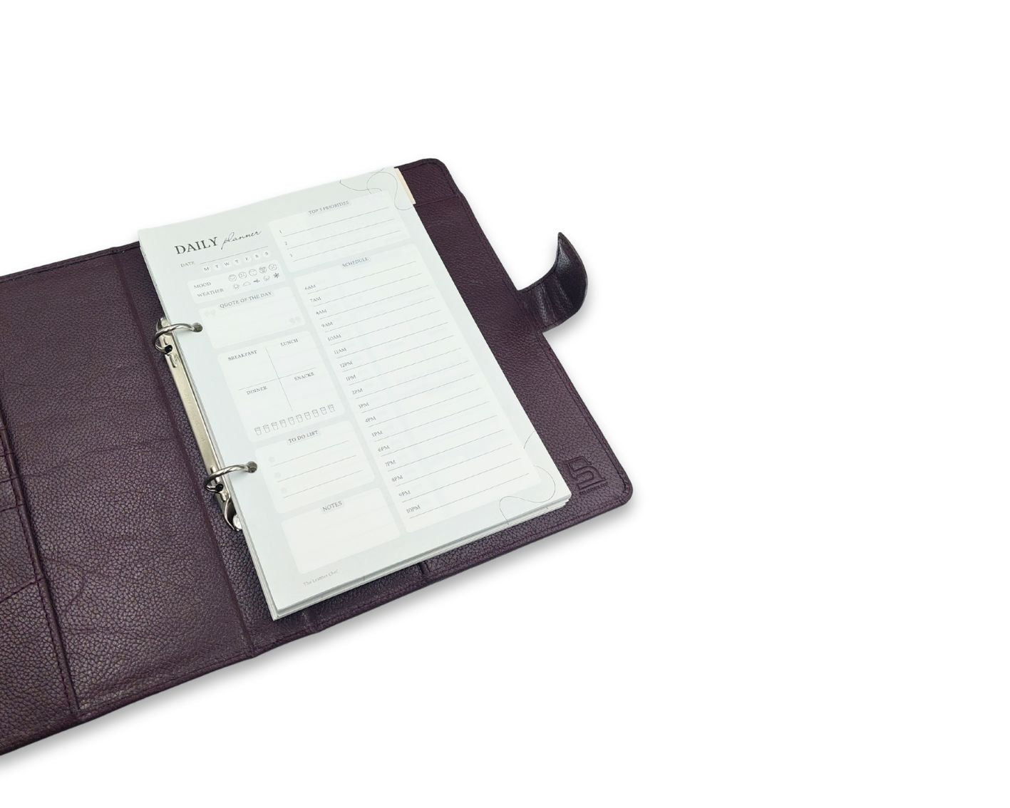 Luxury Full Grain Leather A5 Planner Binder - Wine