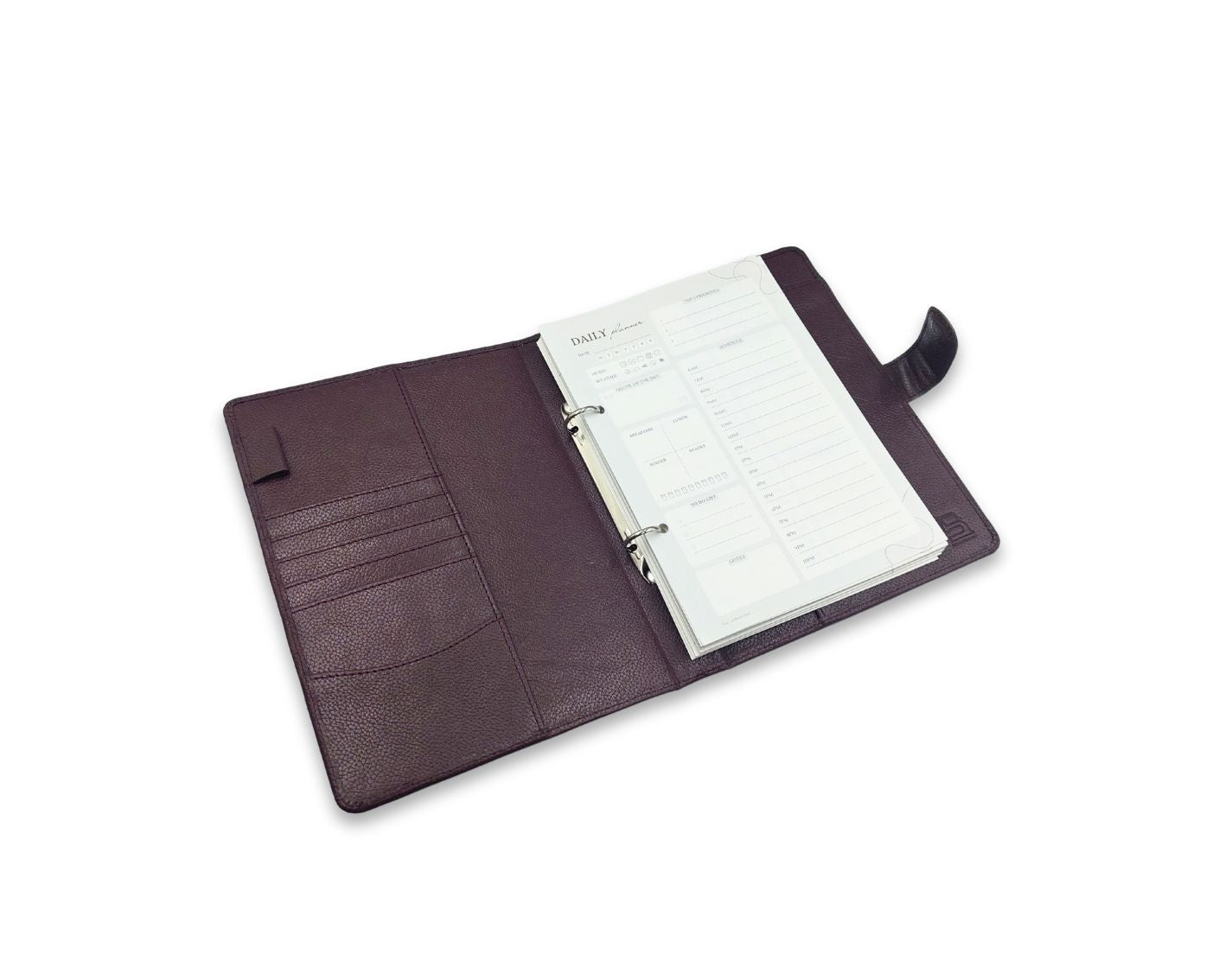 Luxury Full Grain Leather A5 Planner Binder - Wine