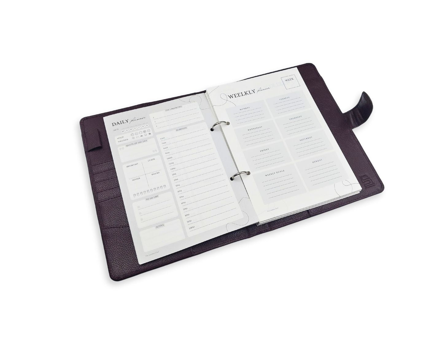Luxury Full Grain Leather A5 Planner Binder - Wine