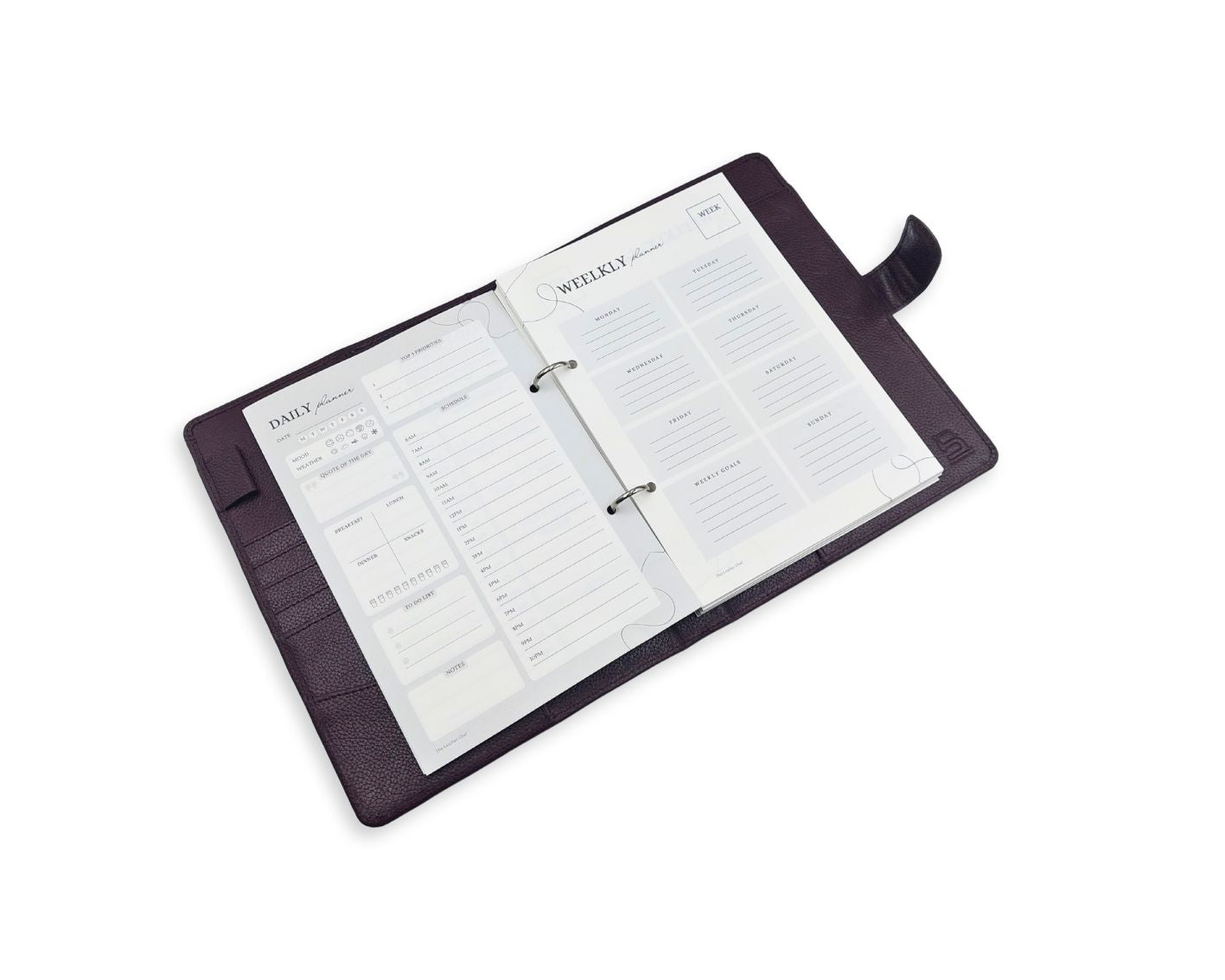 Luxury Full Grain Leather A5 Planner Binder - Wine