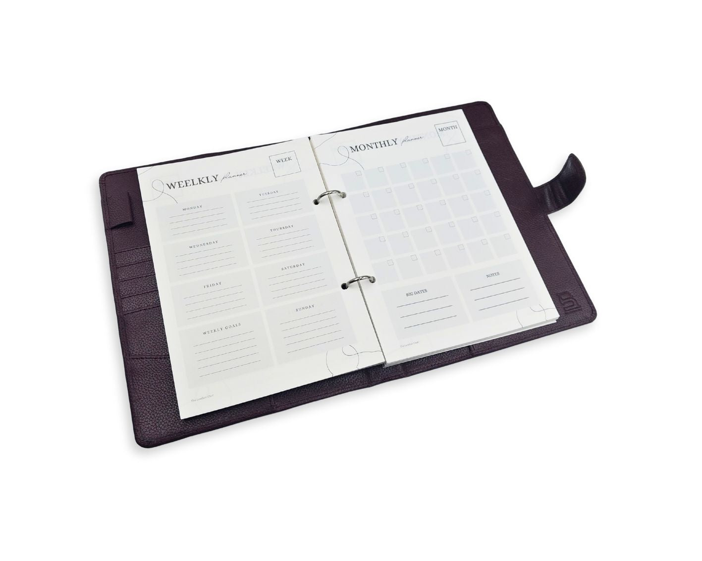 Luxury Full Grain Leather A5 Planner Binder - Wine