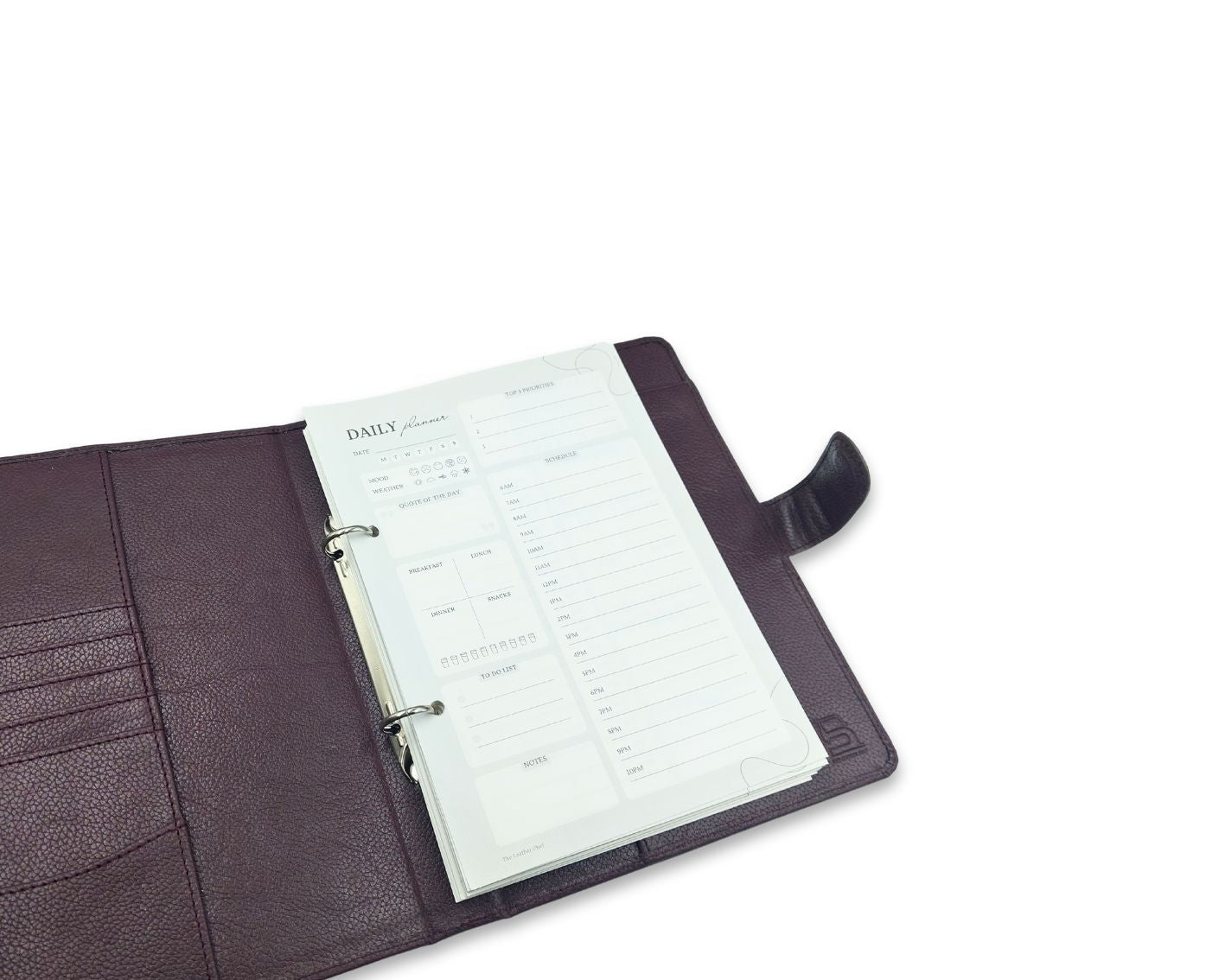 Luxury Full Grain Leather A5 Planner Binder - Wine