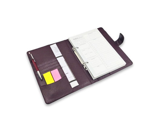 Luxury Full Grain Leather A5 Planner Binder - Wine