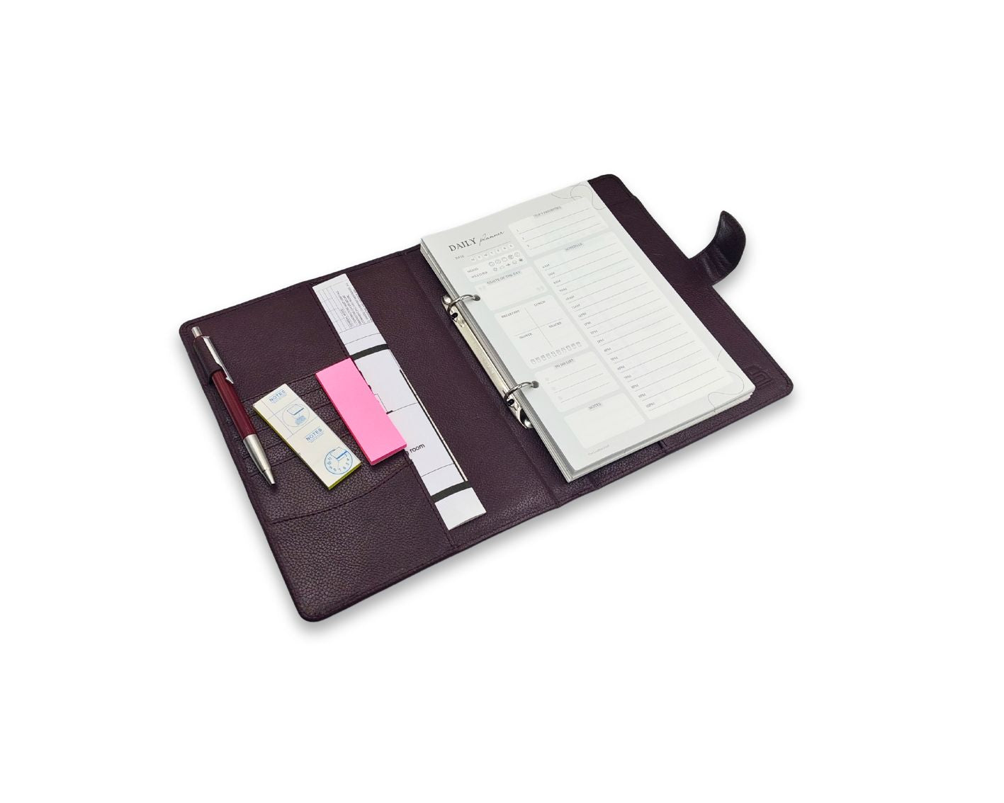 Luxury Full Grain Leather A5 Planner Binder - Wine