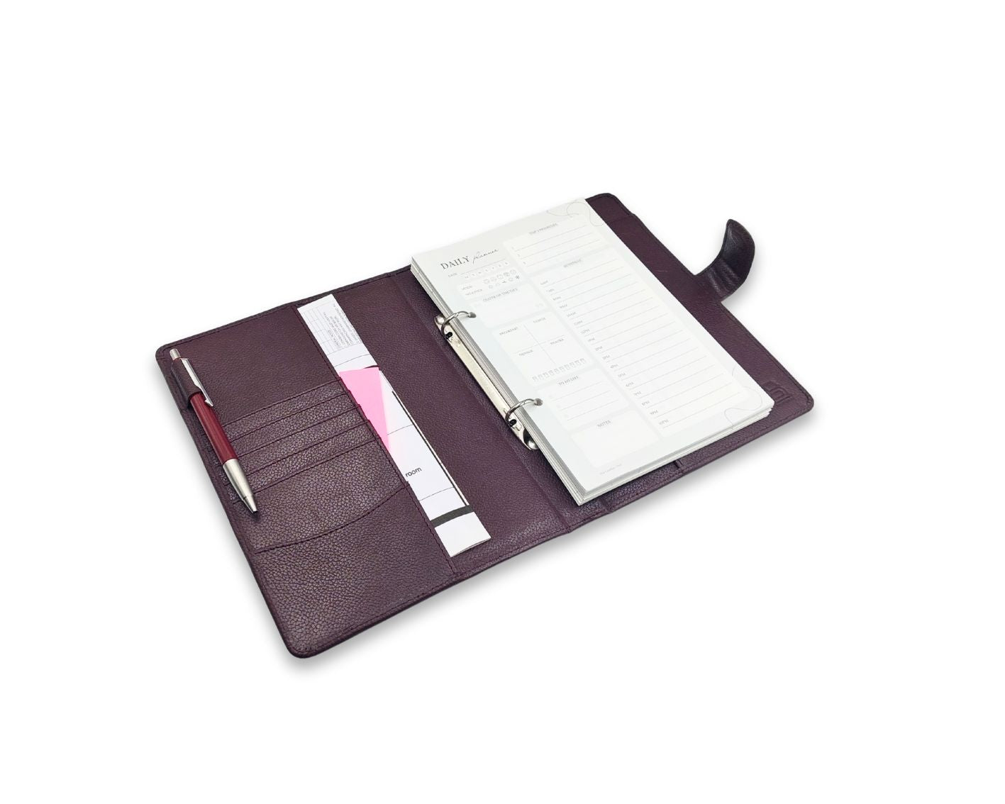 Luxury Full Grain Leather A5 Planner Binder - Wine