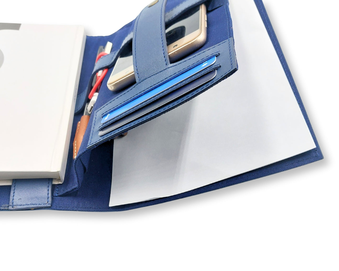 OrbitNote – Leather Diary with Organizer Pockets - Blue
