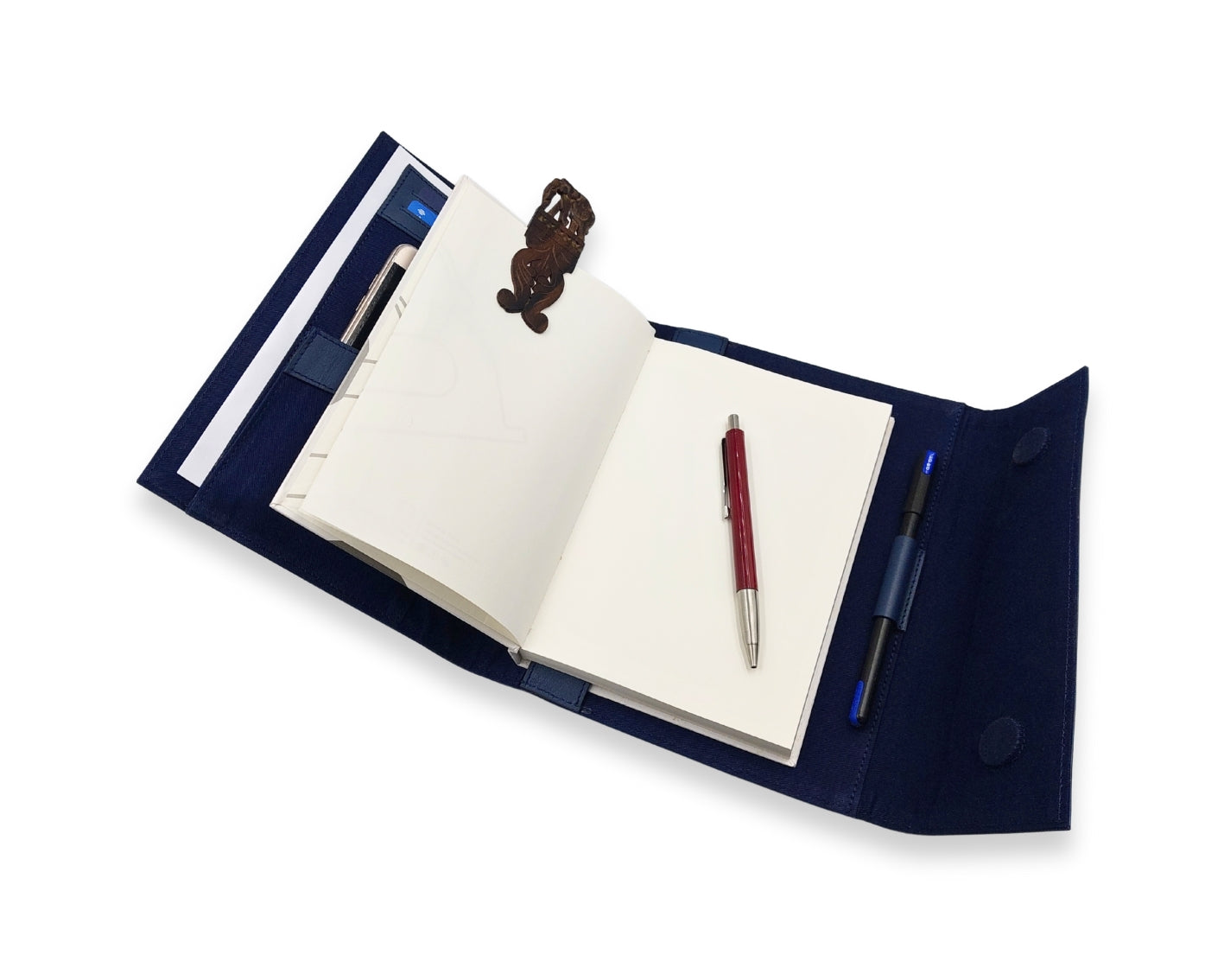 OrbitNote – Leather Diary with Organizer Pockets - Blue