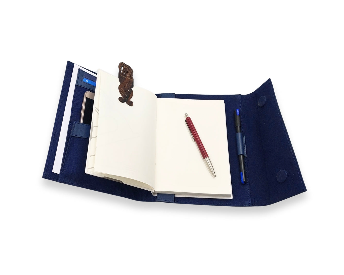 OrbitNote – Leather Diary with Organizer Pockets - Blue