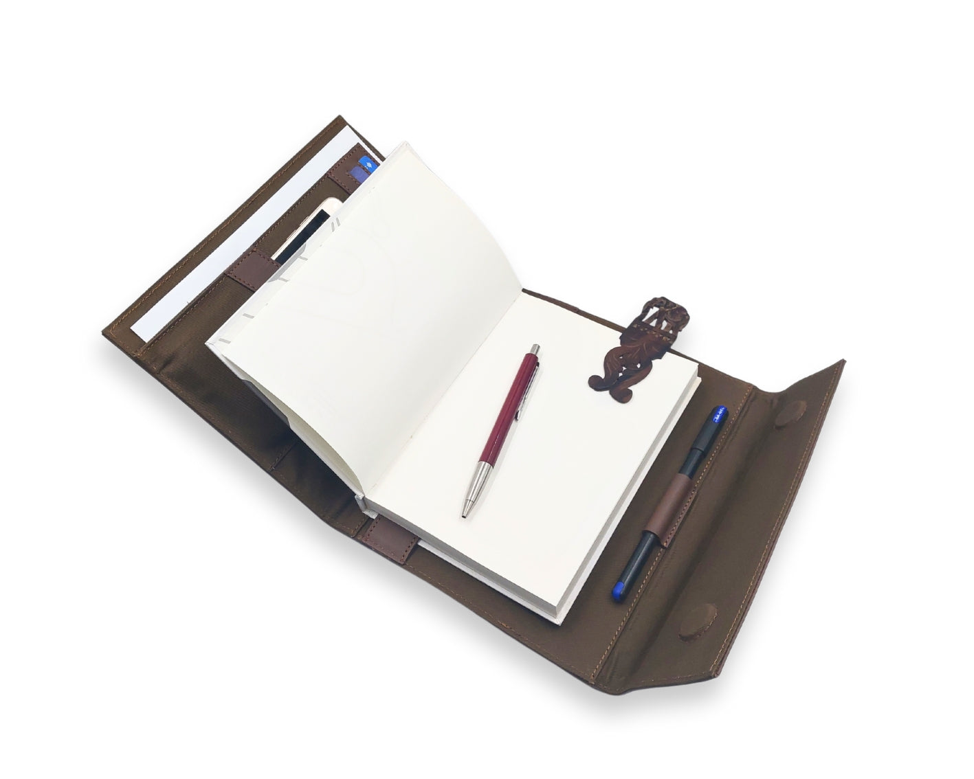 OrbitNote – Leather Diary with Organizer Pockets - Tan