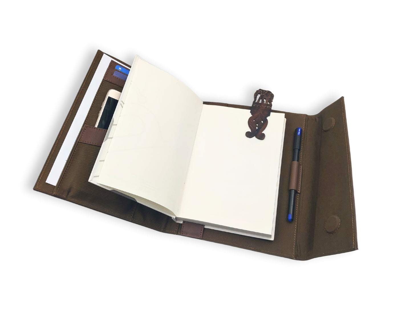 OrbitNote – Leather Diary with Organizer Pockets - Tan
