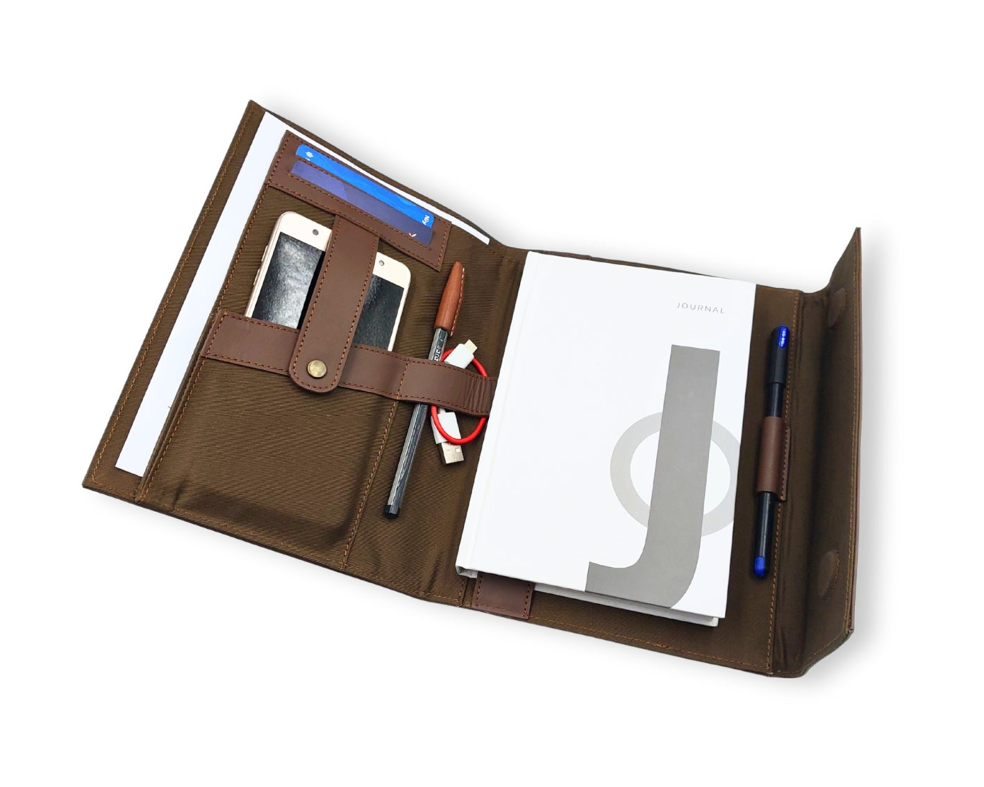 OrbitNote – Leather Diary with Organizer Pockets - Tan