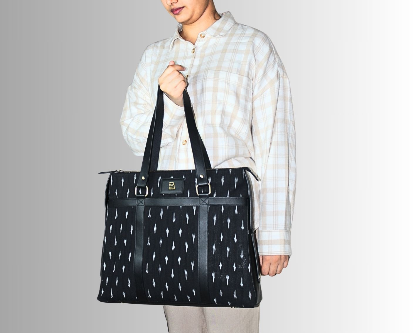 Soho Ikat Tote – Elegant Leather Tote for Women | Office & Everyday Use