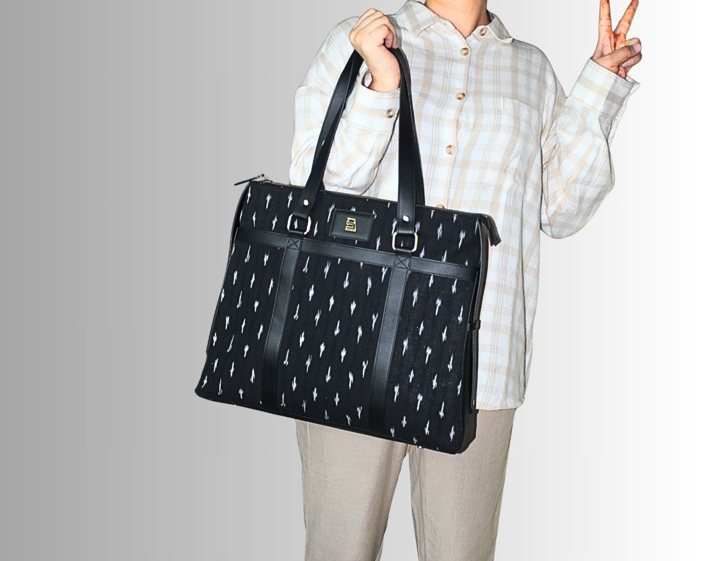 Soho Ikat Tote – Elegant Leather Tote for Women | Office & Everyday Use