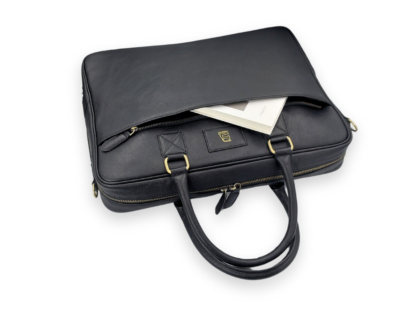 Stride Leather Laptop Bag - Black