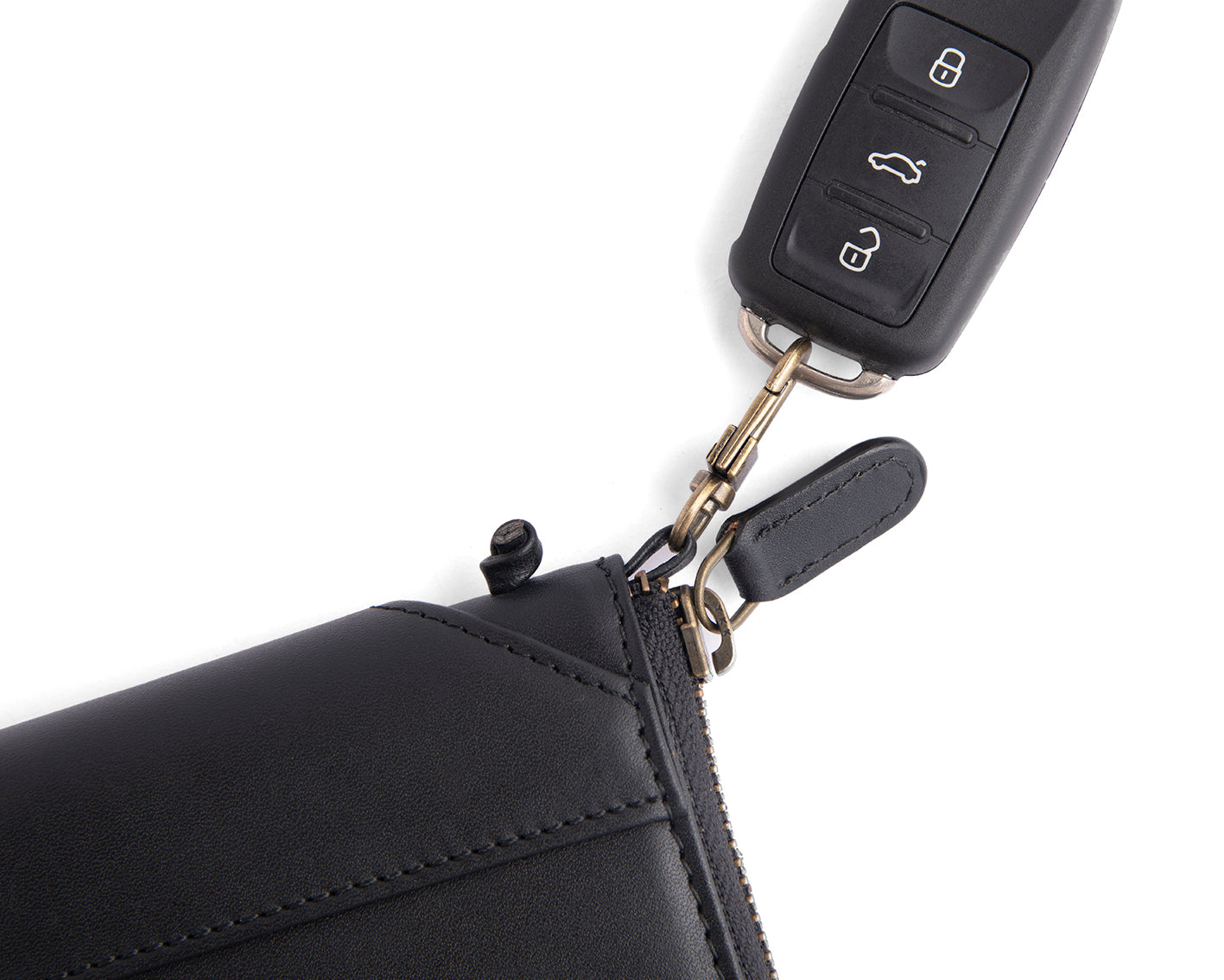 Compact Zipper Wallet - Black