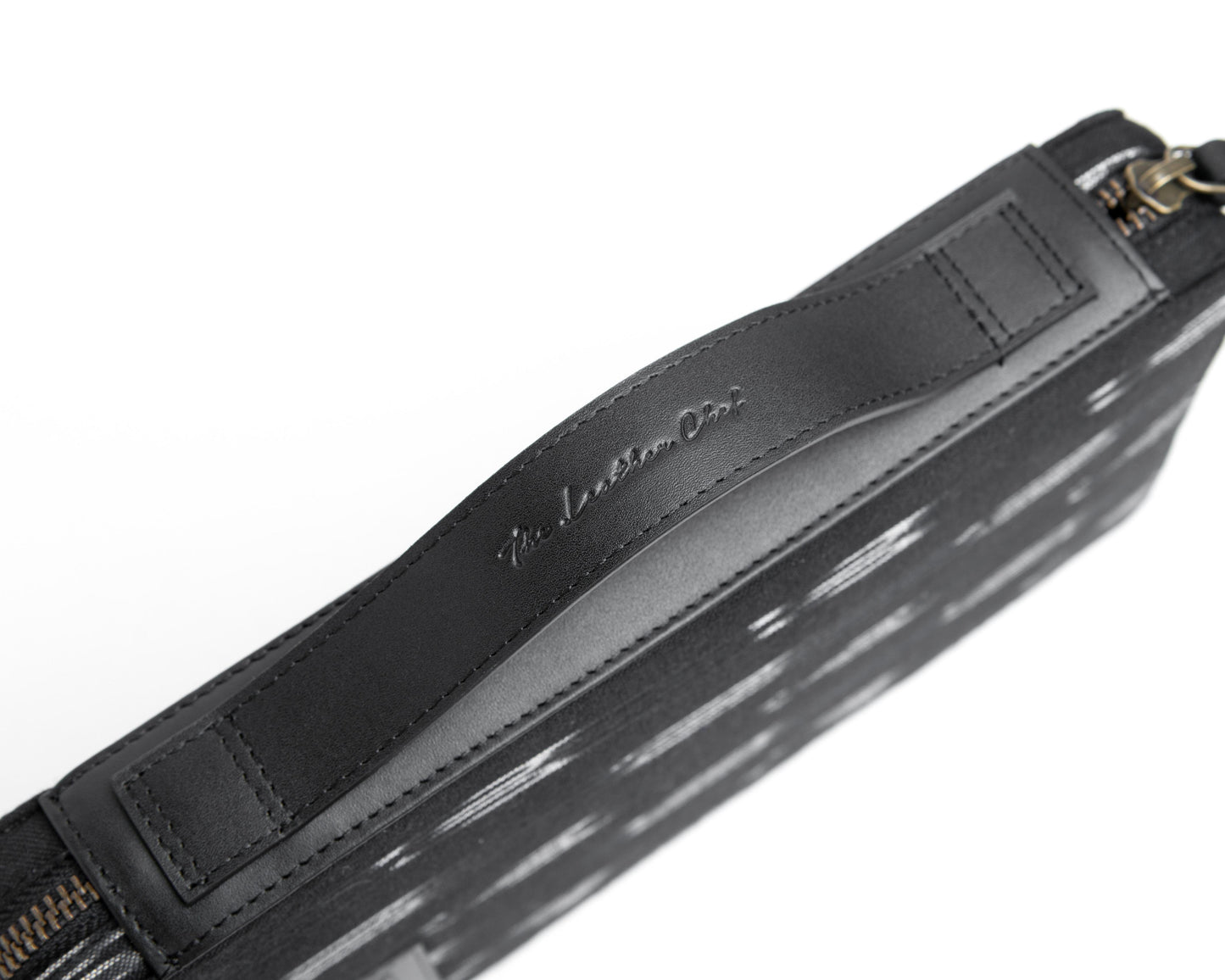 Bank Organiser - Black Ikkat + Leather