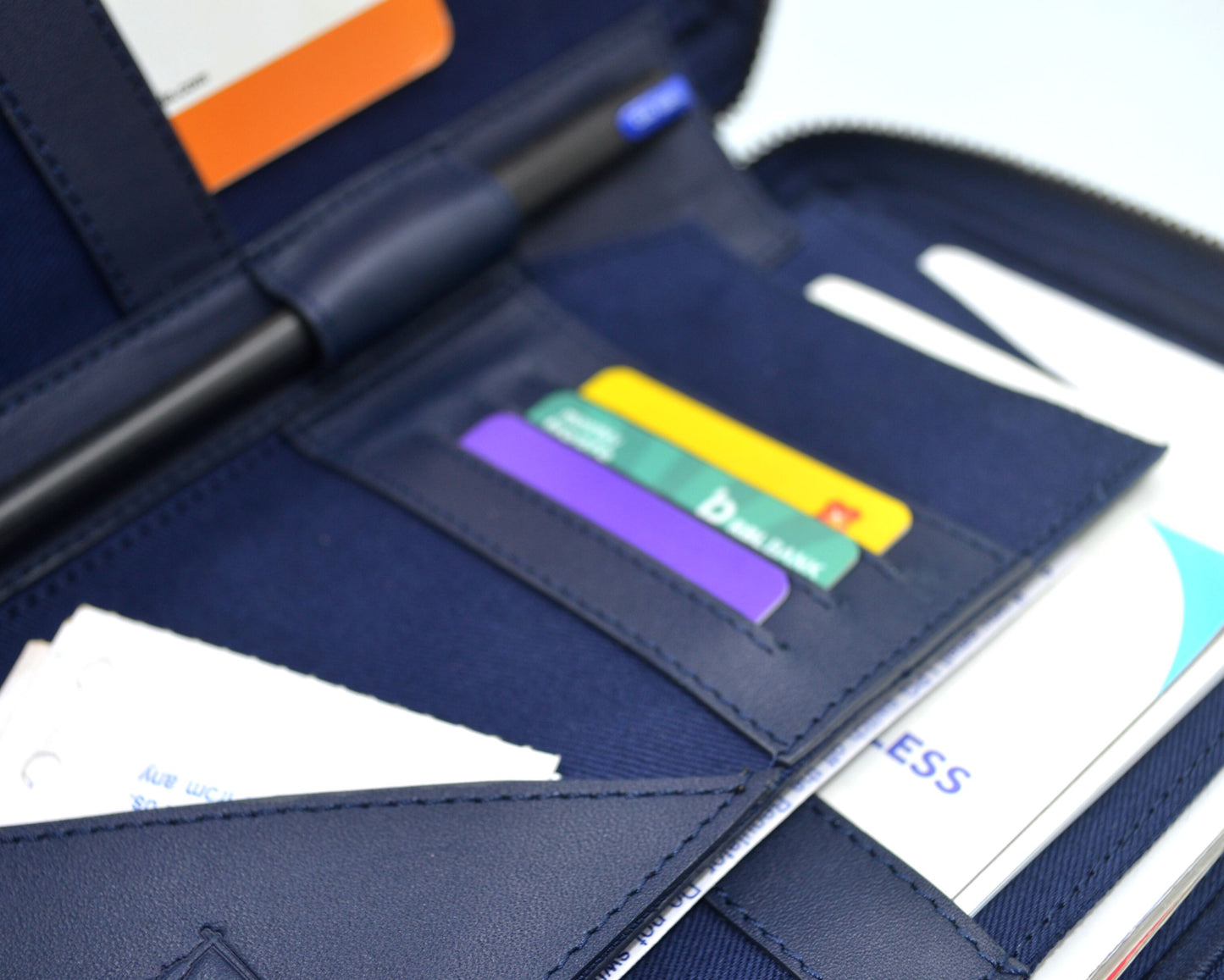 Bank Organiser - Blue (Full Leather)