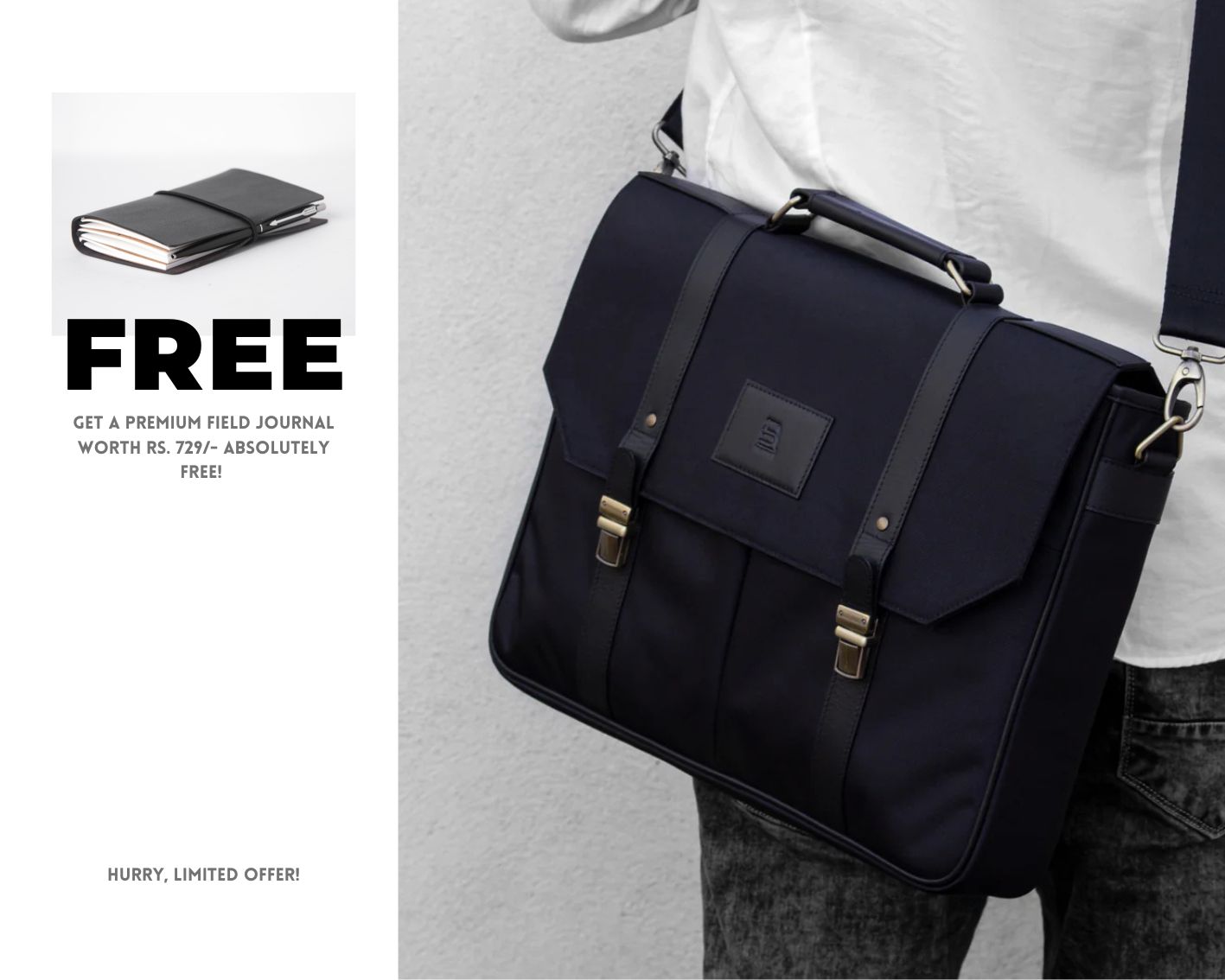 Retro Laptop Bag - Black