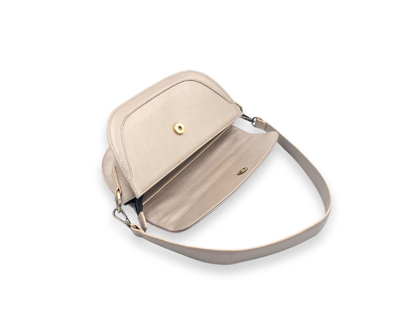 Luna Curve Crossbody – Dual Strap Leather Sling Bag for Women - Champagne