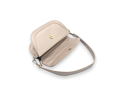 Luna Curve Crossbody – Dual Strap Leather Sling Bag for Women - Champagne