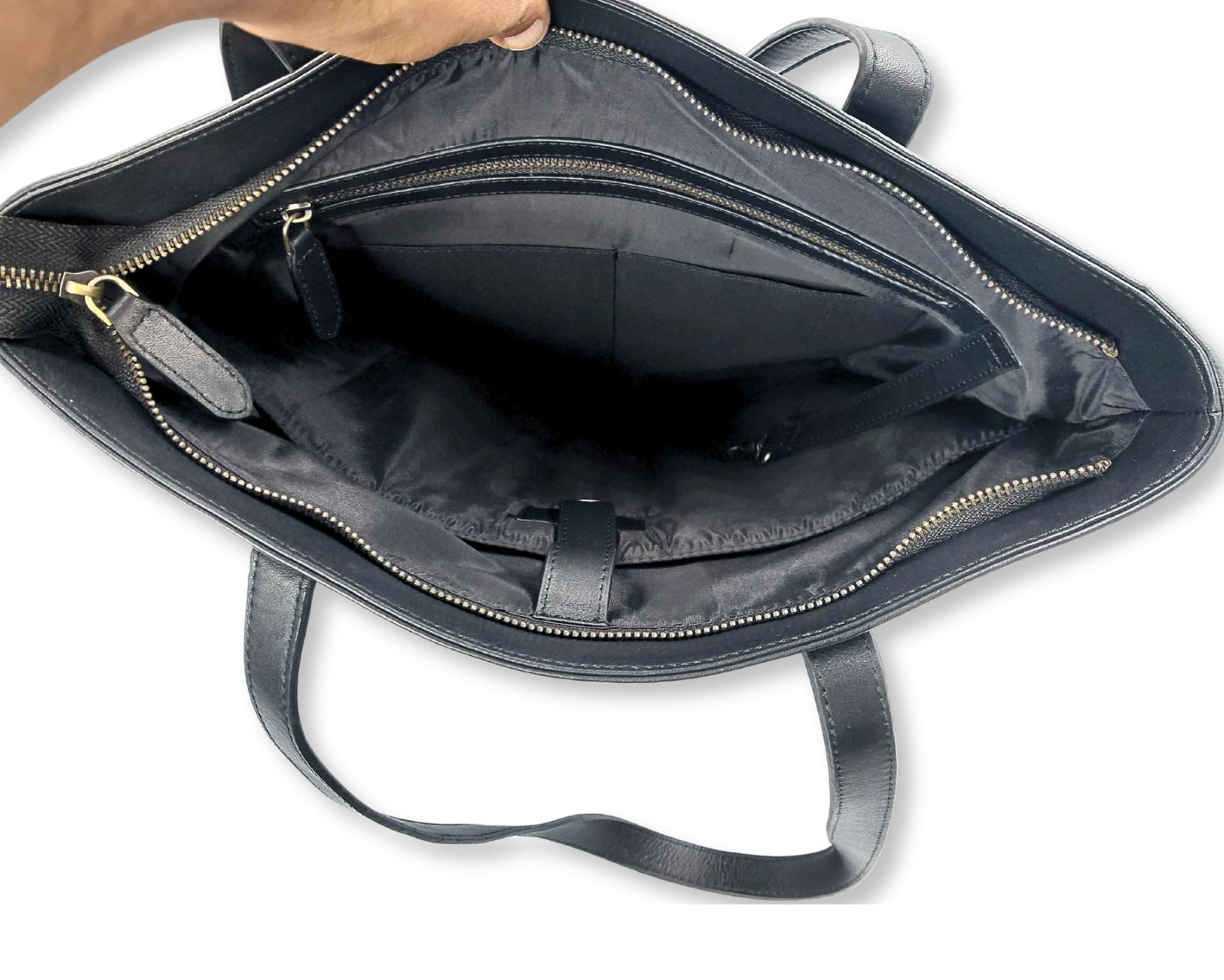 Manhattan office Leather Tote - Black