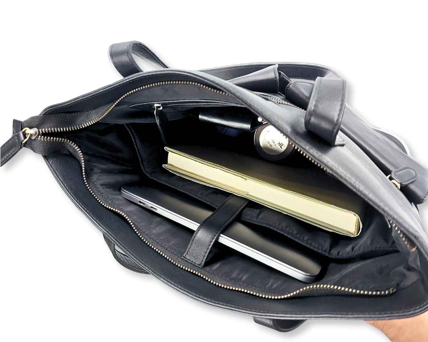 Manhattan office Leather Tote - Black