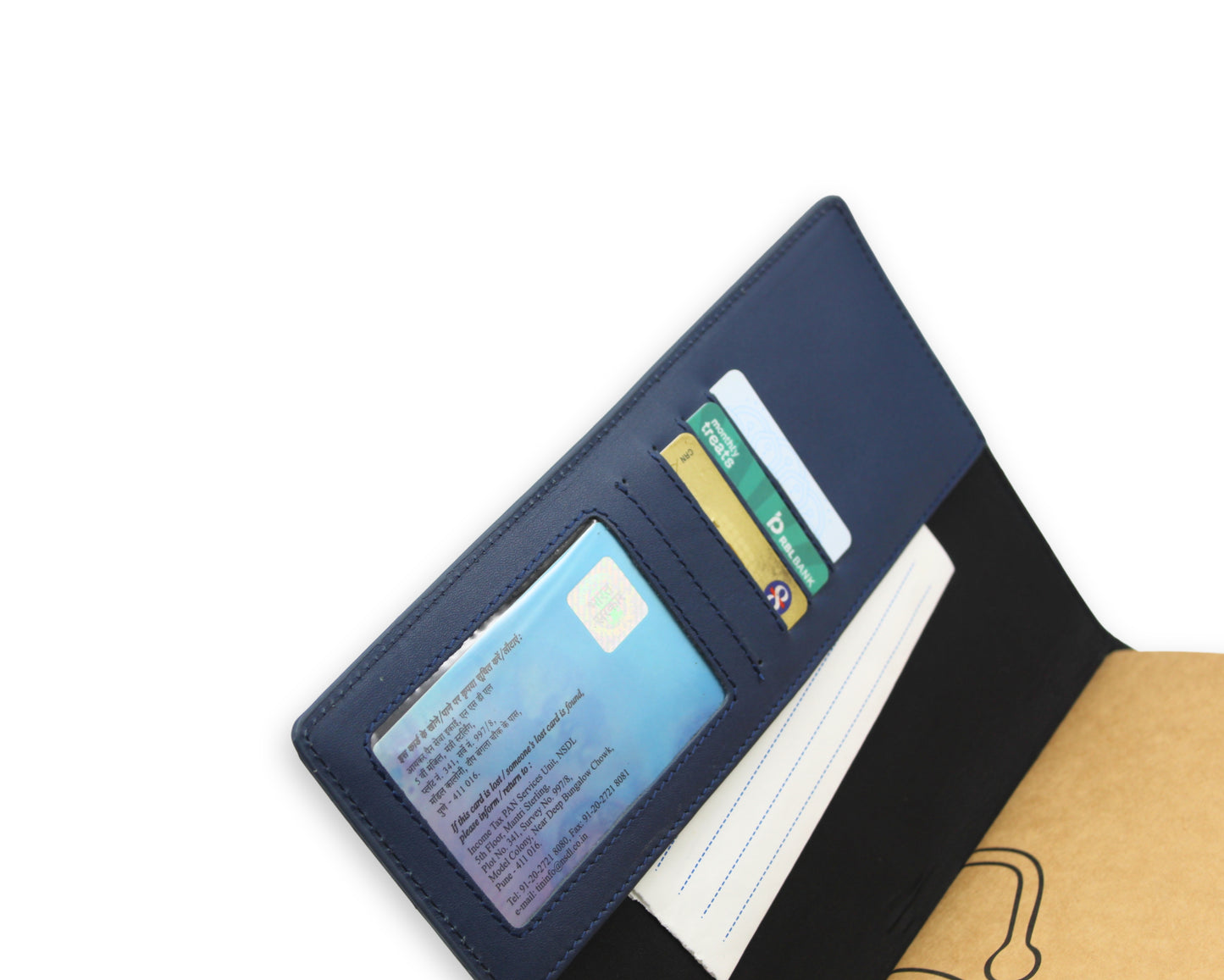 Trifold-Utility Journal with Pockets - Blue - A5 Size (With your Name Customisation)