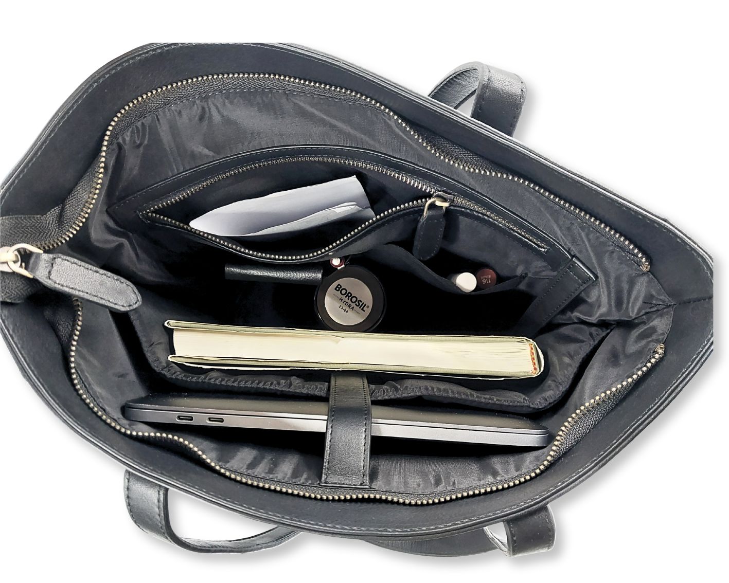 Manhattan office Leather Tote - Black