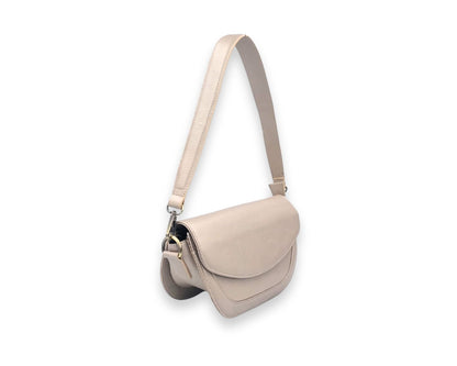 Luna Curve Crossbody – Dual Strap Leather Sling Bag for Women - Champagne