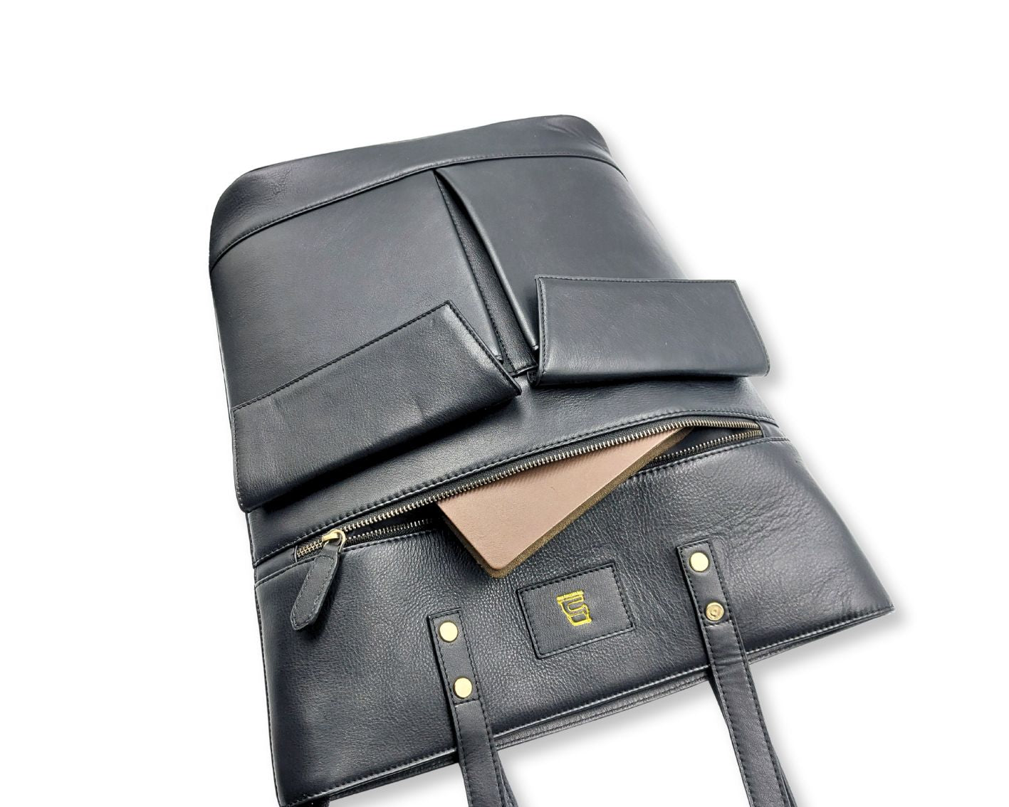Manhattan office Leather Tote - Black