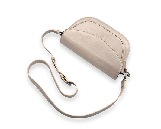 Luna Curve Crossbody – Dual Strap Leather Sling Bag for Women - Champagne