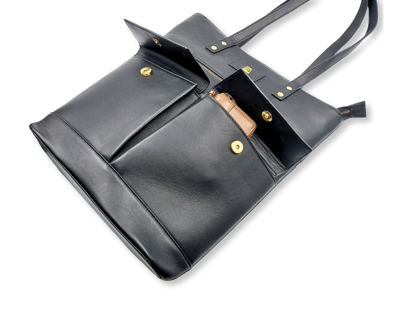 Manhattan office Leather Tote - Black