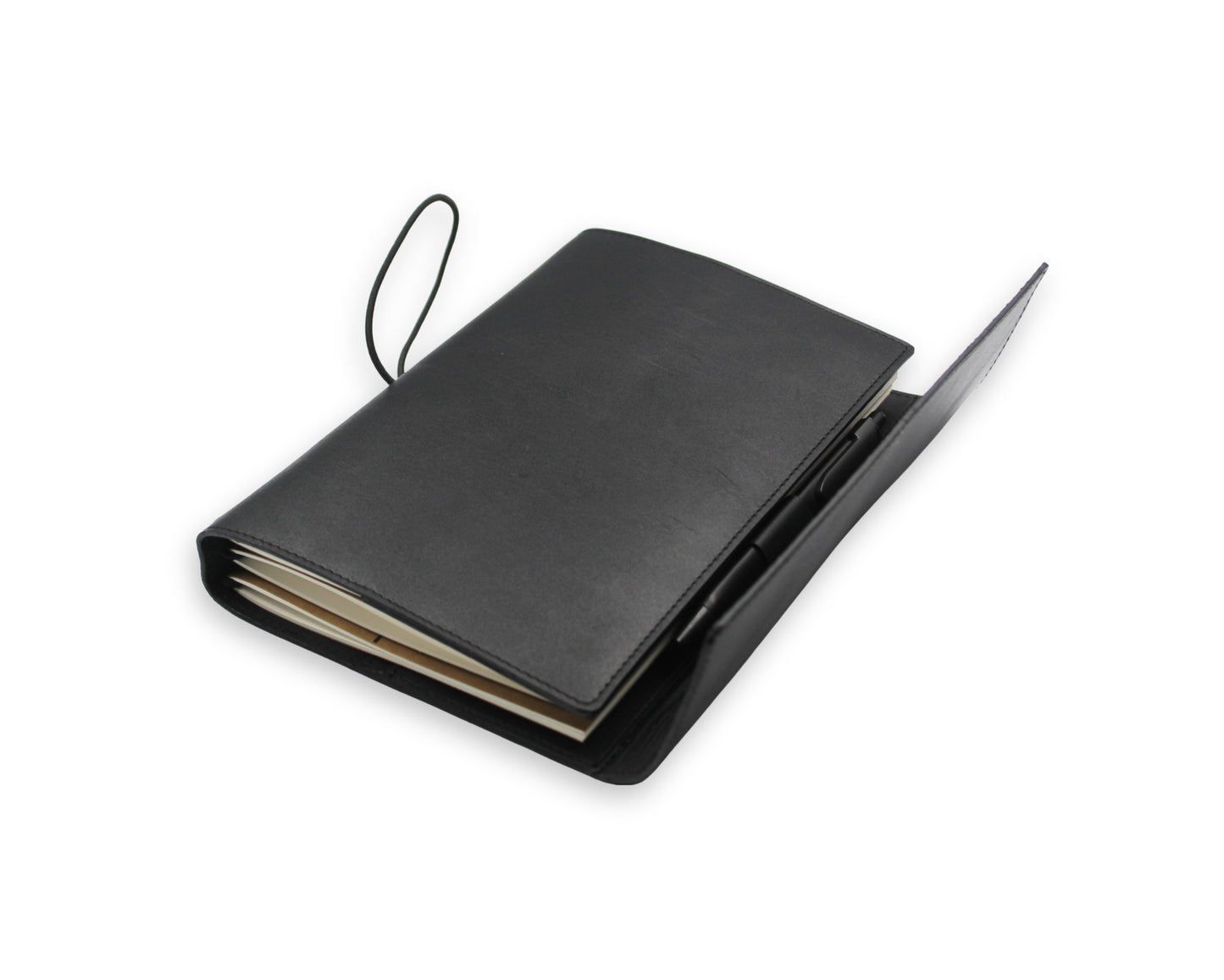 Trifold-Utility Journal with Pockets - Black (A5 Size)