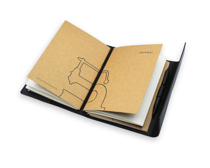 Trifold-Utility Journal with Pockets - Black (A5 Size)