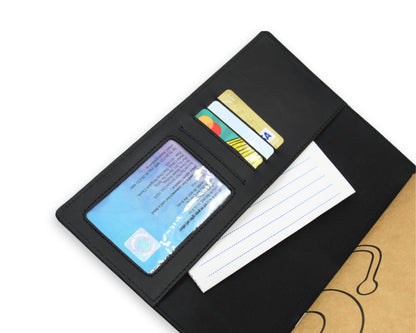 Trifold-Utility Journal with Pockets - Black (A5 Size)