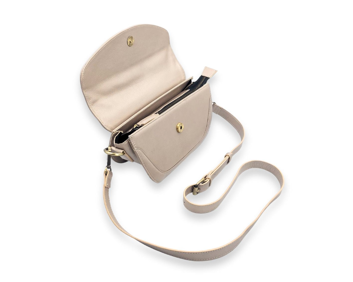 Luna Curve Crossbody – Dual Strap Leather Sling Bag for Women - Champagne