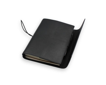 Trifold-Utility Journal with Pockets - Black (A5 Size)