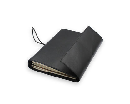 Trifold-Utility Journal with Pockets - Black (A5 Size)