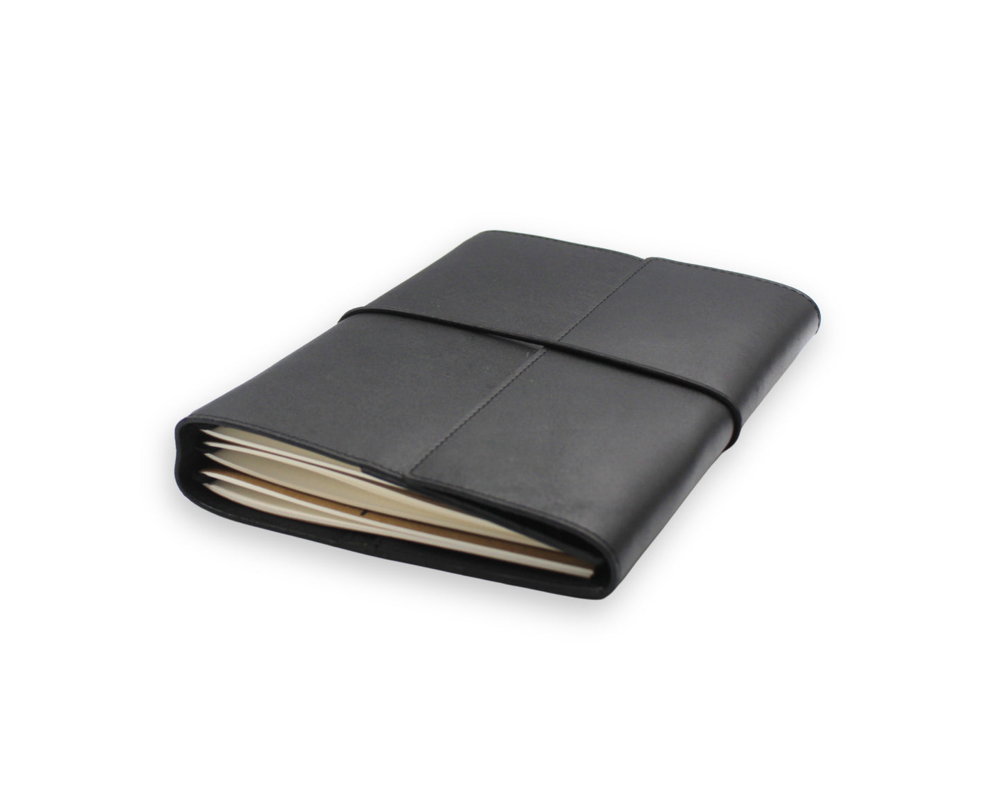 Trifold-Utility Journal with Pockets - Black (A5 Size)