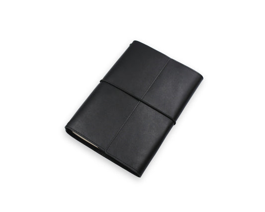Trifold-Utility Journal with Pockets - Black (A5 Size)