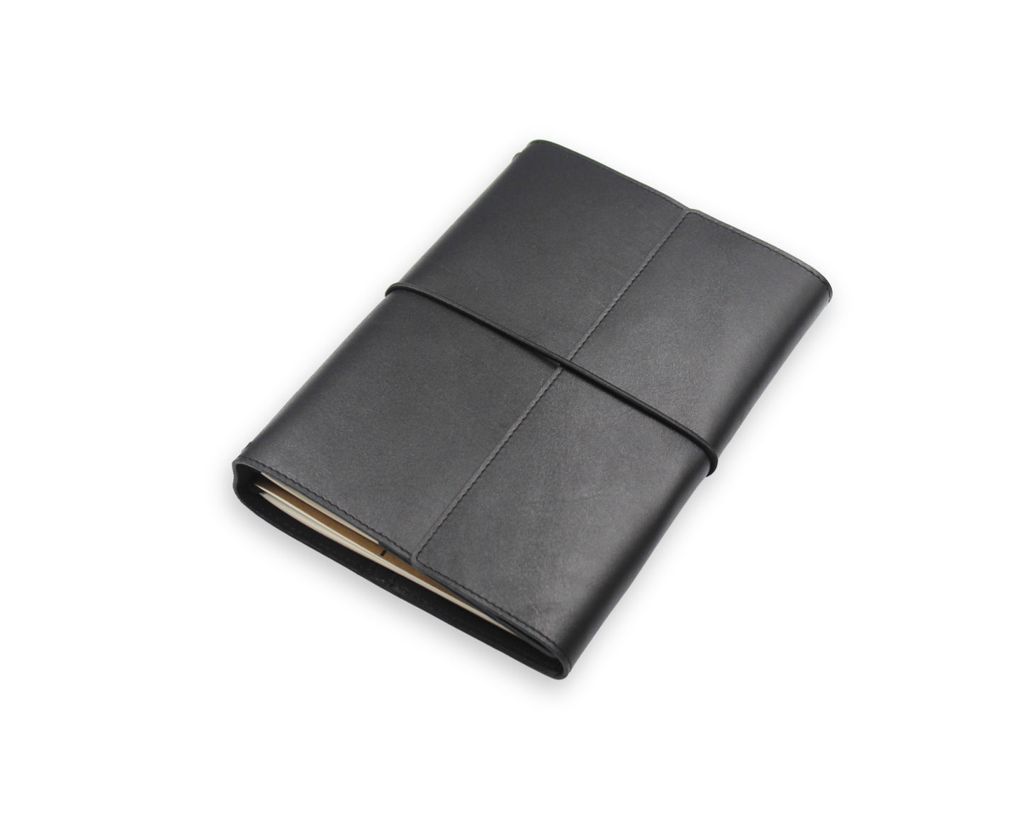 Trifold-Utility Journal with Pockets - Black (A5 Size)